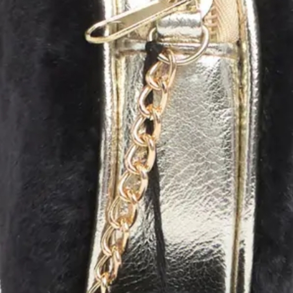 Capelli small faux fur cross body bag with gold strap - Picture 7 of 7